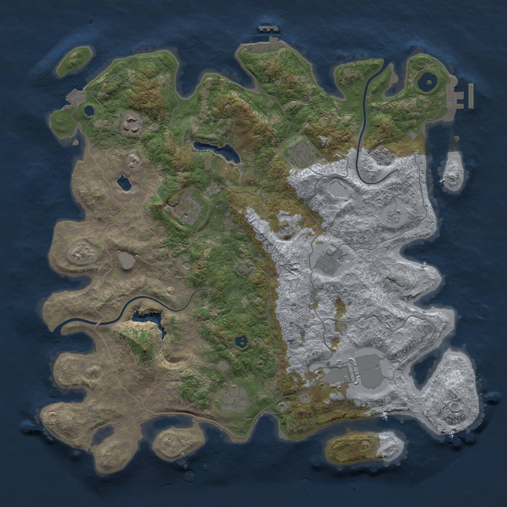 Rust Map: Procedural Map, Size: 4000, Seed: 311752, 13 Monuments