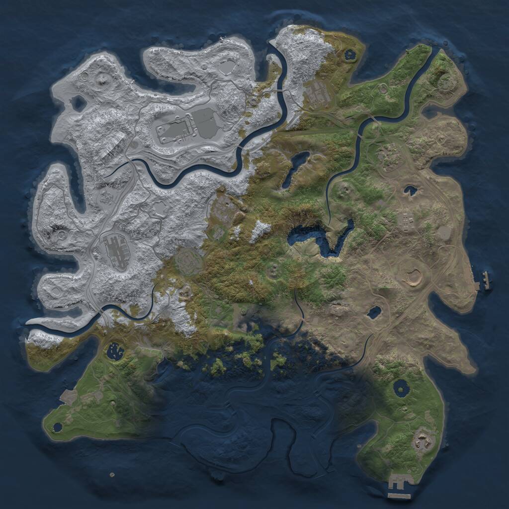 Rust Map: Procedural Map, Size: 4500, Seed: 1302503821, 17 Monuments