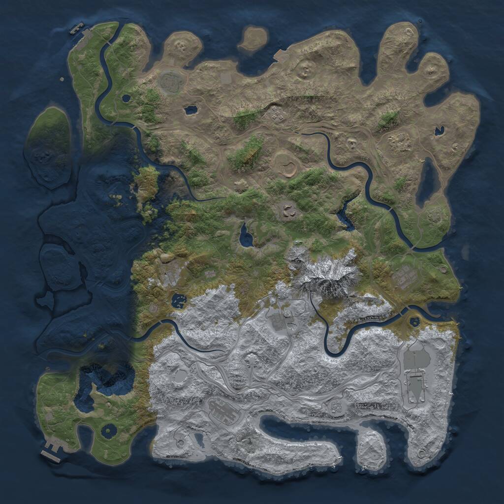 Rust Map: Procedural Map, Size: 5000, Seed: 1842664387, 17 Monuments