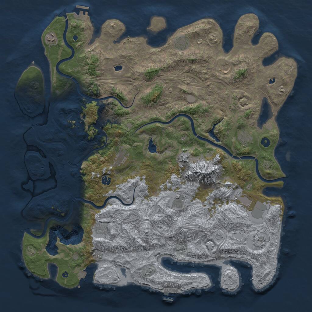 Rust Map: Procedural Map, Size: 5000, Seed: 1842664387, 17 Monuments