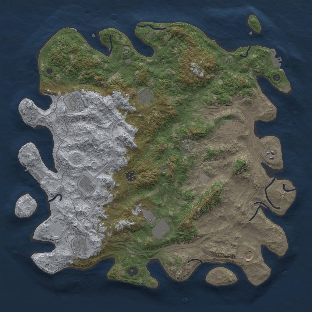 Rust Map: Procedural Map, Size: 4500, Seed: 1445911674, 19 Monuments