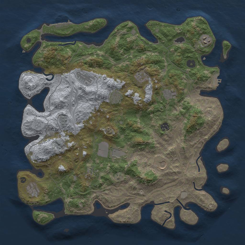 Rust Map: Procedural Map, Size: 4250, Seed: 1287843448, 20 Monuments