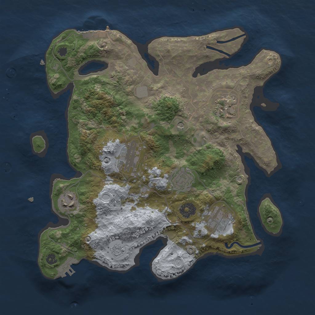 Rust Map: Procedural Map, Size: 3000, Seed: 7843, 14 Monuments
