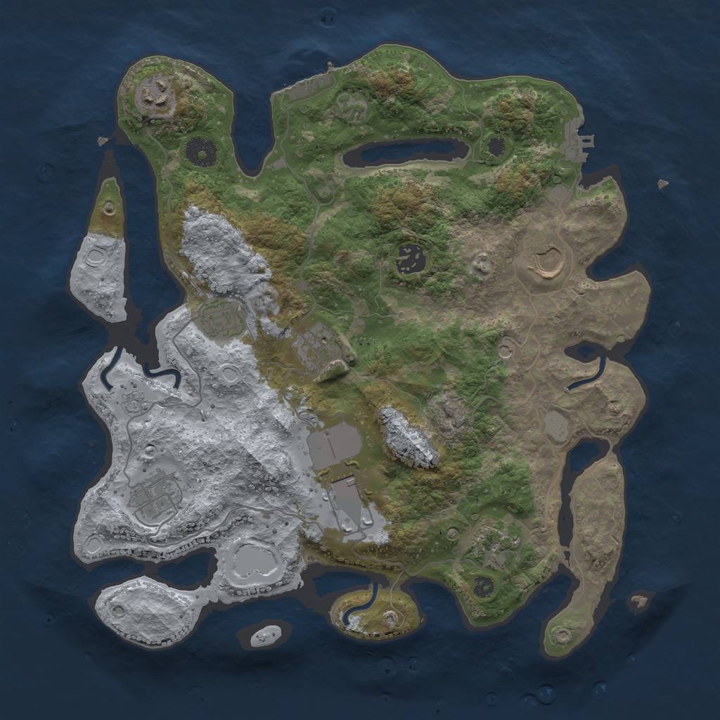 Rust Map: Procedural Map, Size: 3500, Seed: 89589295, 17 Monuments