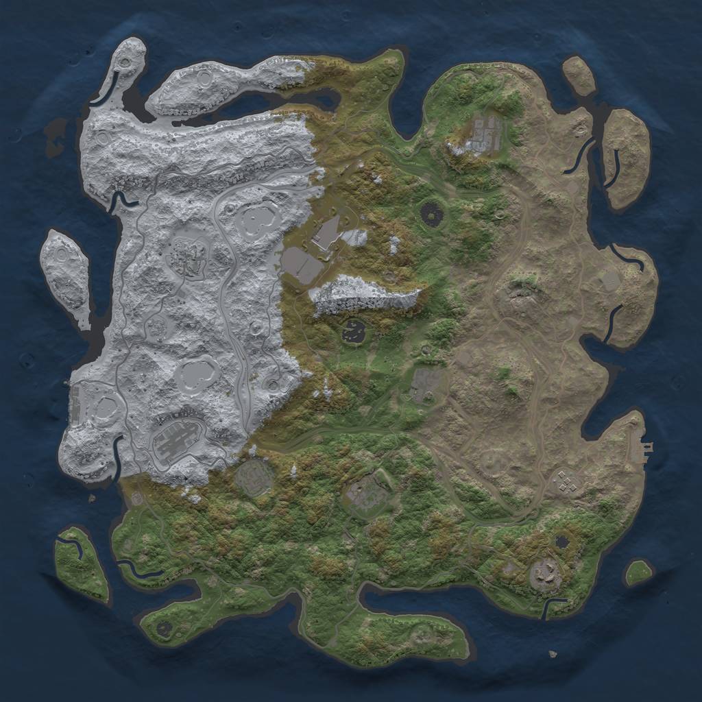 Rust Map: Procedural Map, Size: 4500, Seed: 1375481777, 19 Monuments