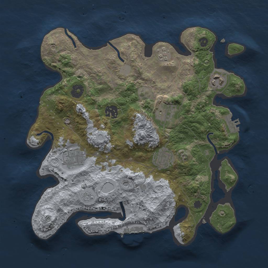 Rust Map: Procedural Map, Size: 3000, Seed: 17769, 15 Monuments