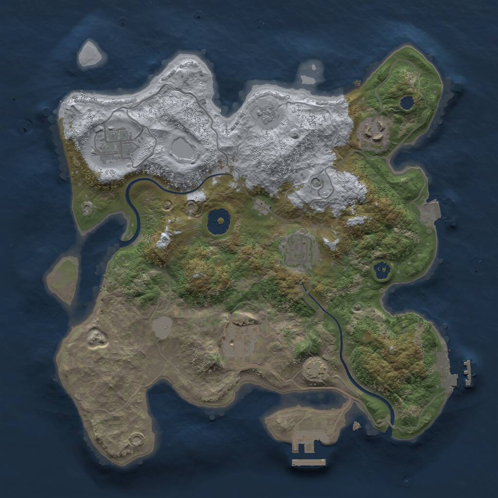 Rust Map: Procedural Map, Size: 3000, Seed: 396414396, 10 Monuments