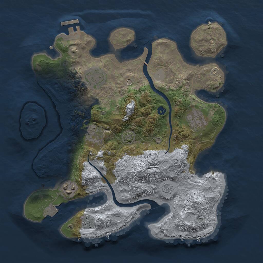 Rust Map: Procedural Map, Size: 3000, Seed: 31670, 10 Monuments