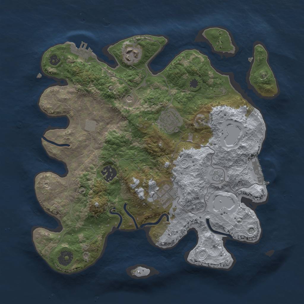 Rust Map: Procedural Map, Size: 3000, Seed: 560148024, 13 Monuments