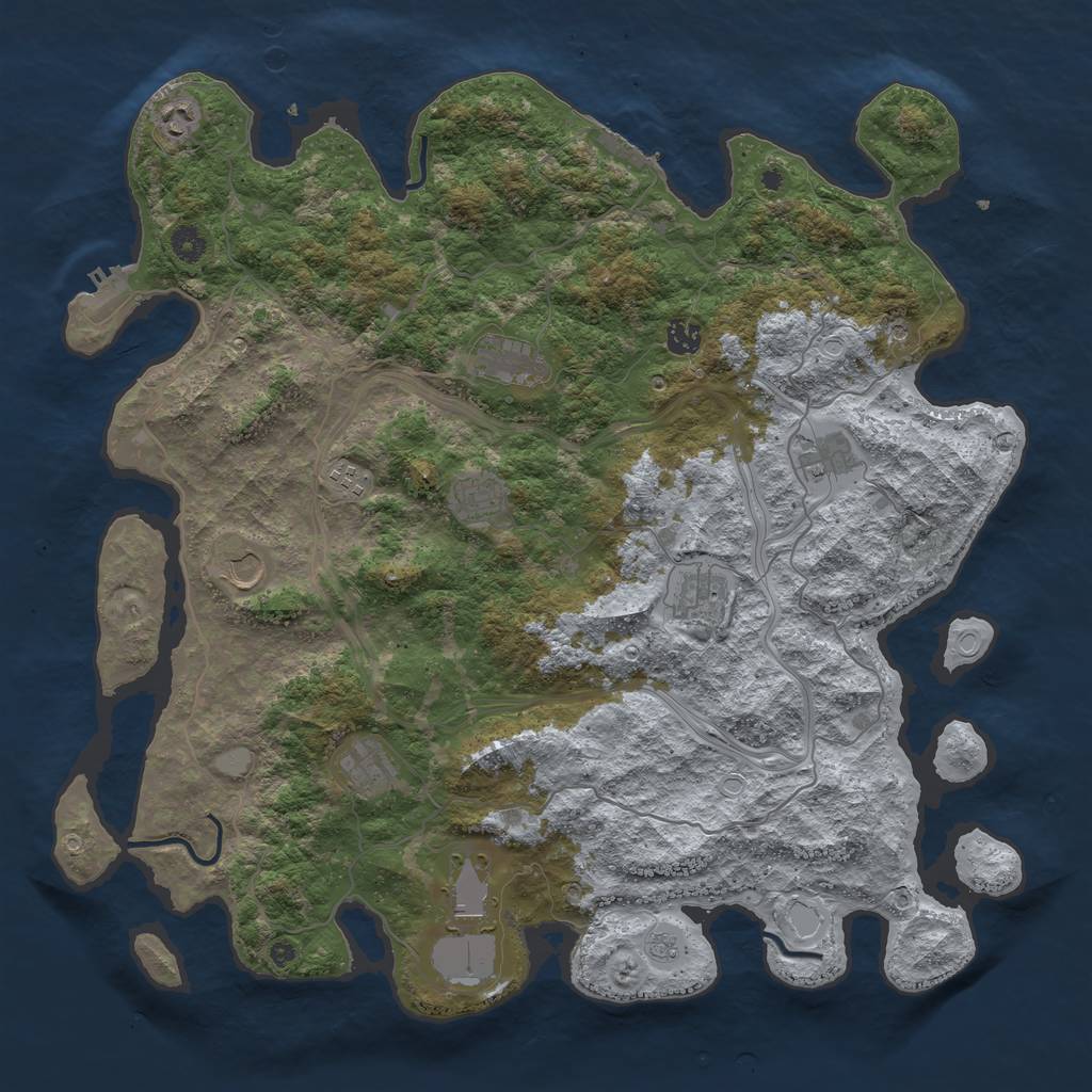 Rust Map: Procedural Map, Size: 4500, Seed: 242424, 19 Monuments