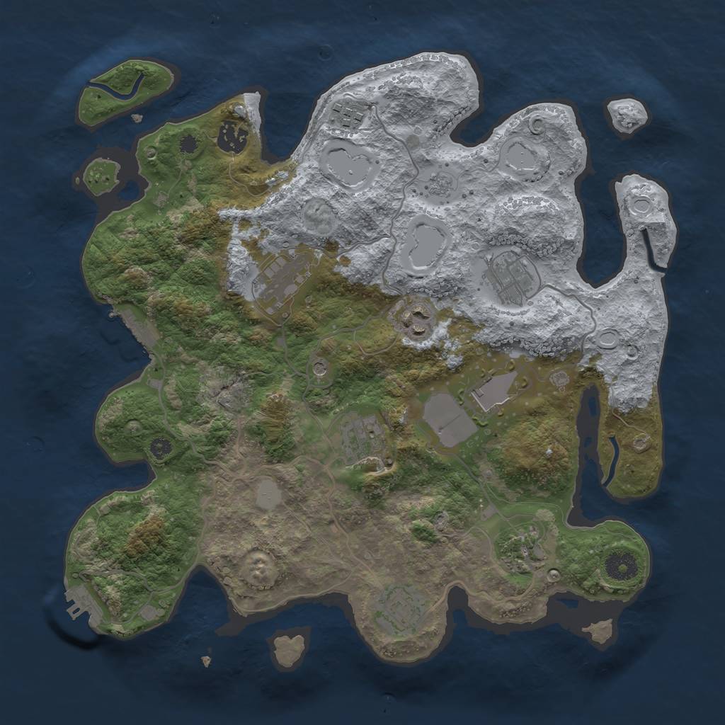 Rust Map: Procedural Map, Size: 3500, Seed: 240362431, 18 Monuments