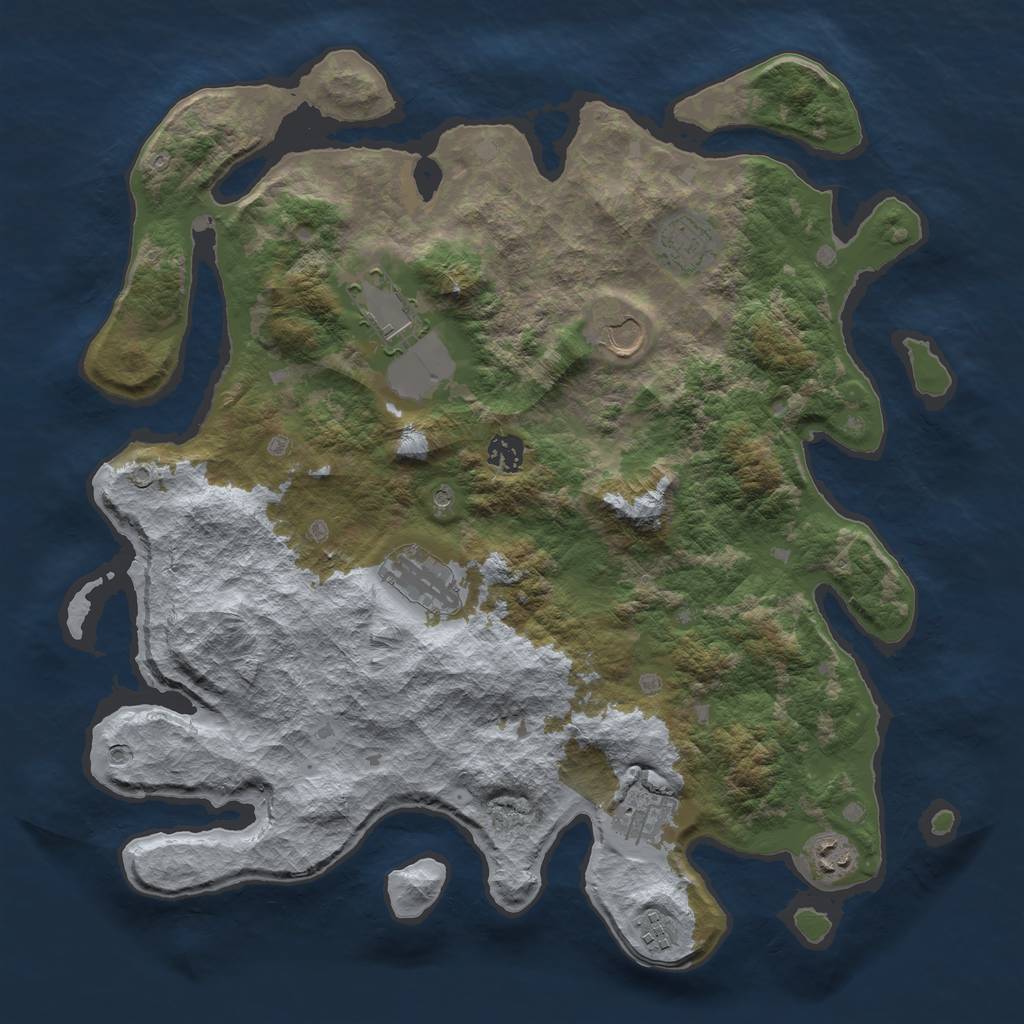 Rust Map: Barren, Size: 4000, Seed: 1206922409, 11 Monuments