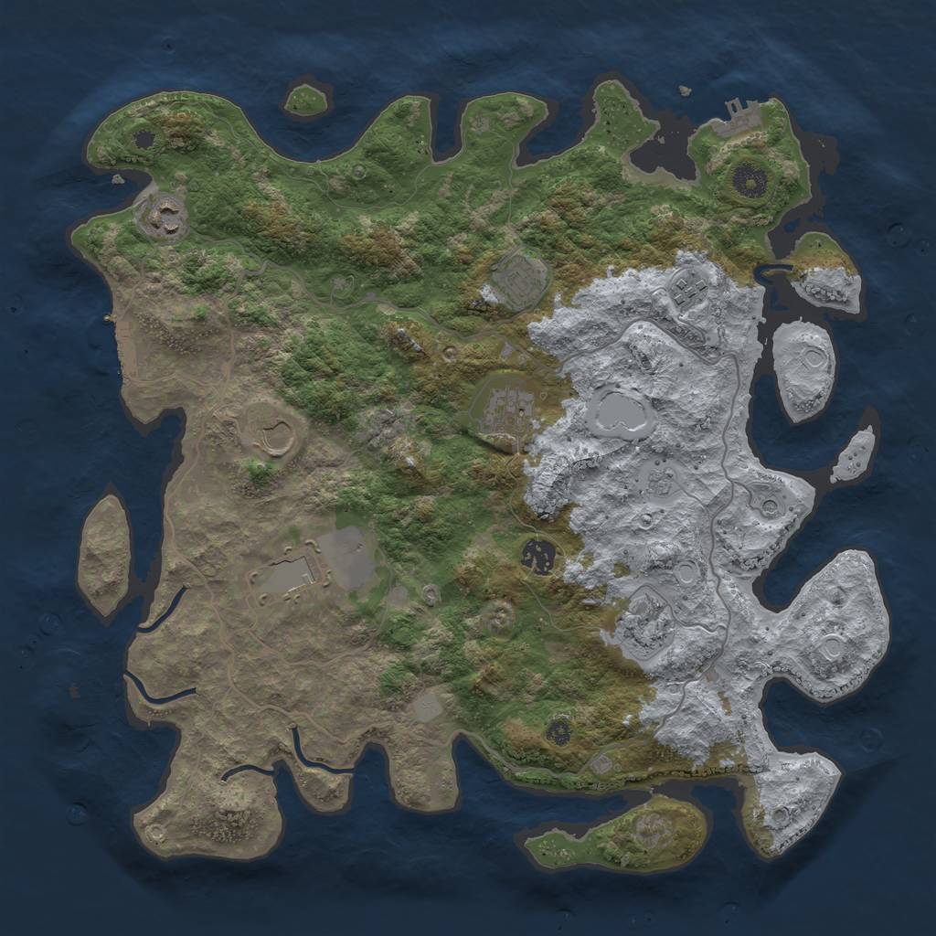 Rust Map: Procedural Map, Size: 4000, Seed: 815601207, 17 Monuments