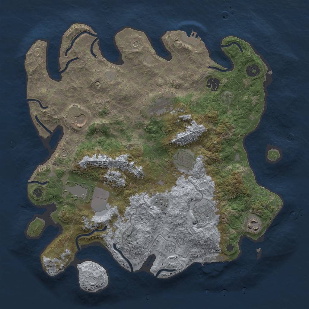 Rust Map: Procedural Map, Size: 3500, Seed: 316523047, 17 Monuments