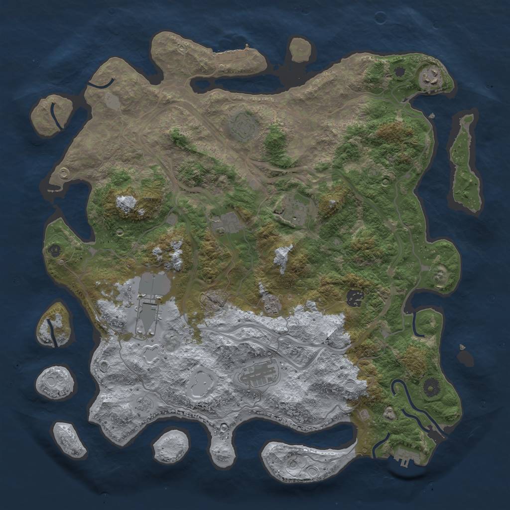 Rust Map: Procedural Map, Size: 4250, Seed: 1577007027, 17 Monuments