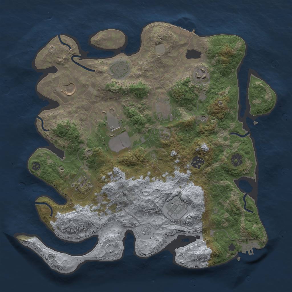 Rust Map: Procedural Map, Size: 3505, Seed: 993459, 17 Monuments