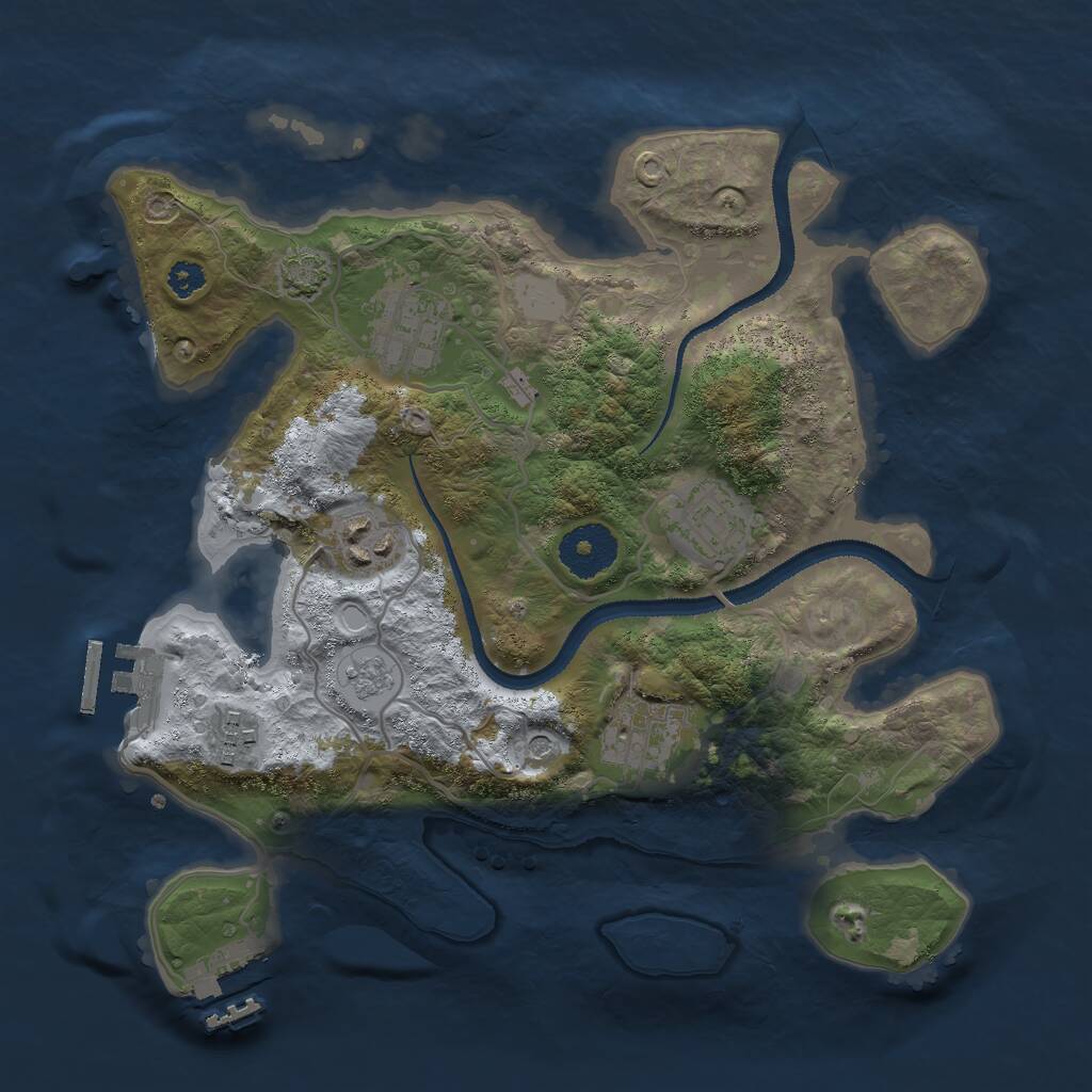 Rust Map: Procedural Map, Size: 3000, Seed: 2035916863, 11 Monuments