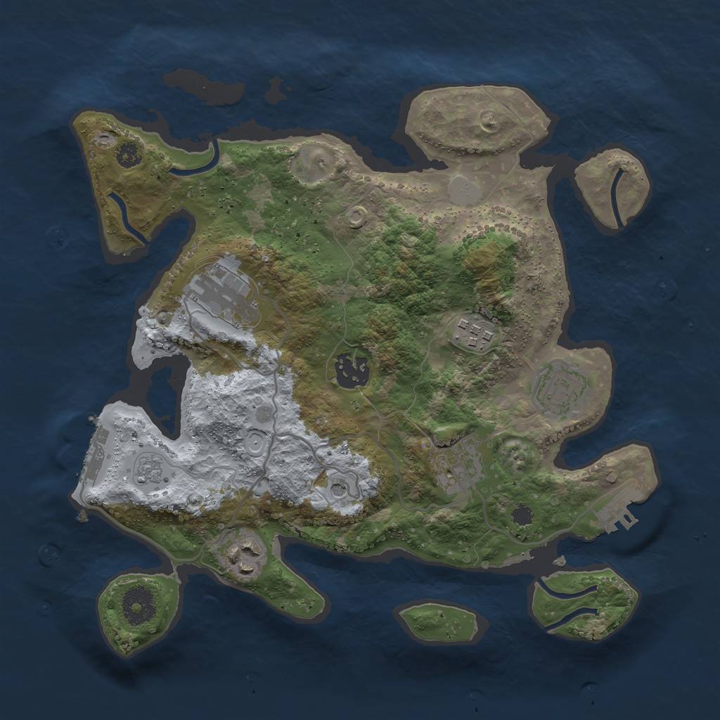 Rust Map: Procedural Map, Size: 3000, Seed: 2035916863, 15 Monuments