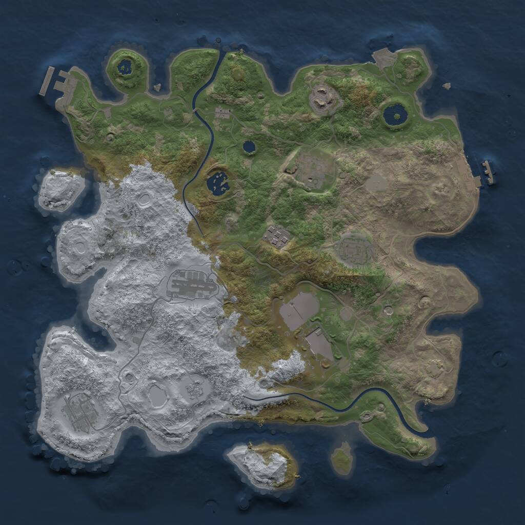 Rust Map: Procedural Map, Size: 3500, Seed: 812738003, 14 Monuments