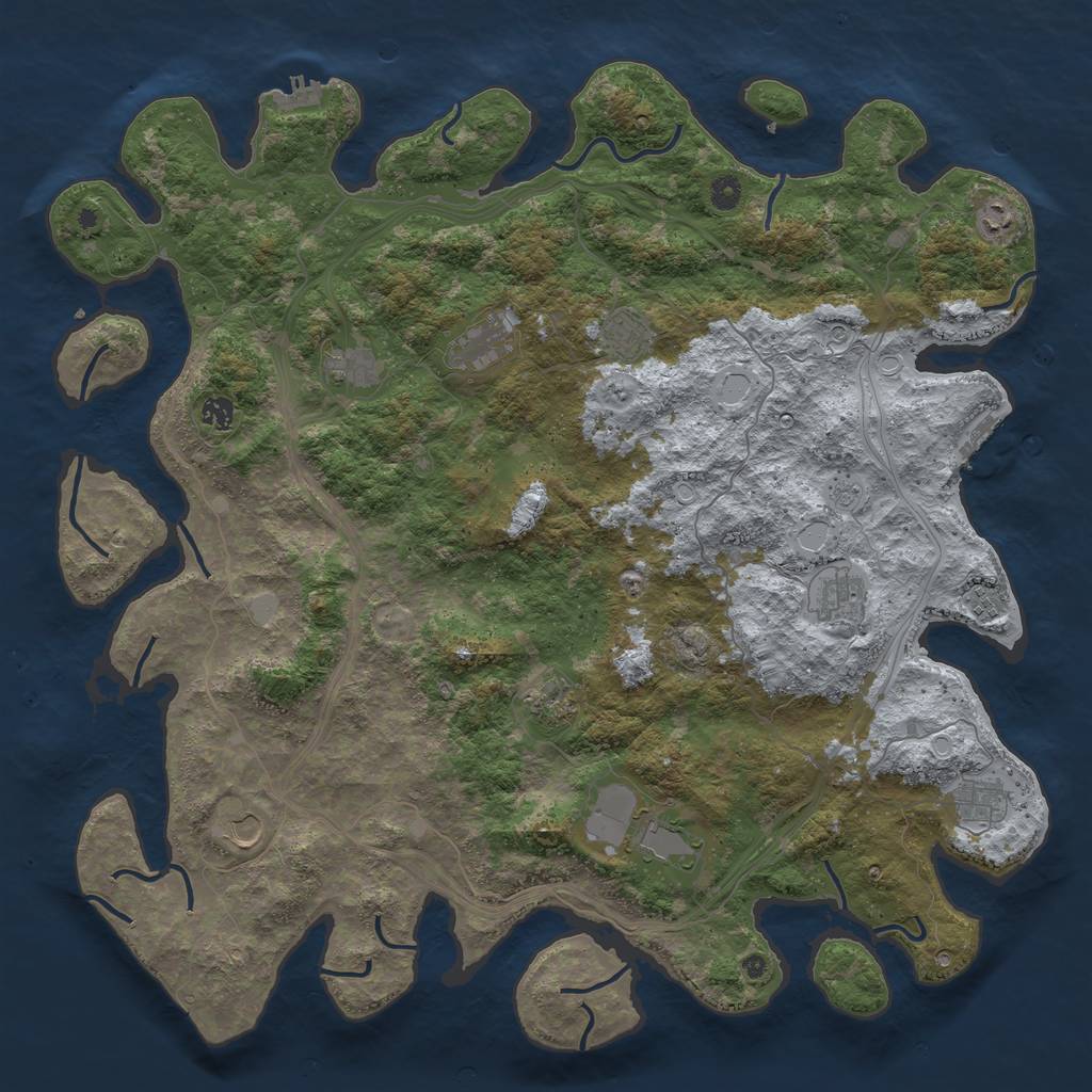 Rust Map: Procedural Map, Size: 4900, Seed: 62444, 20 Monuments