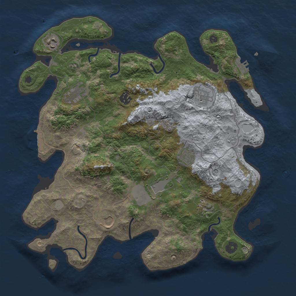 Rust Map: Procedural Map, Size: 3750, Seed: 9580423, 18 Monuments