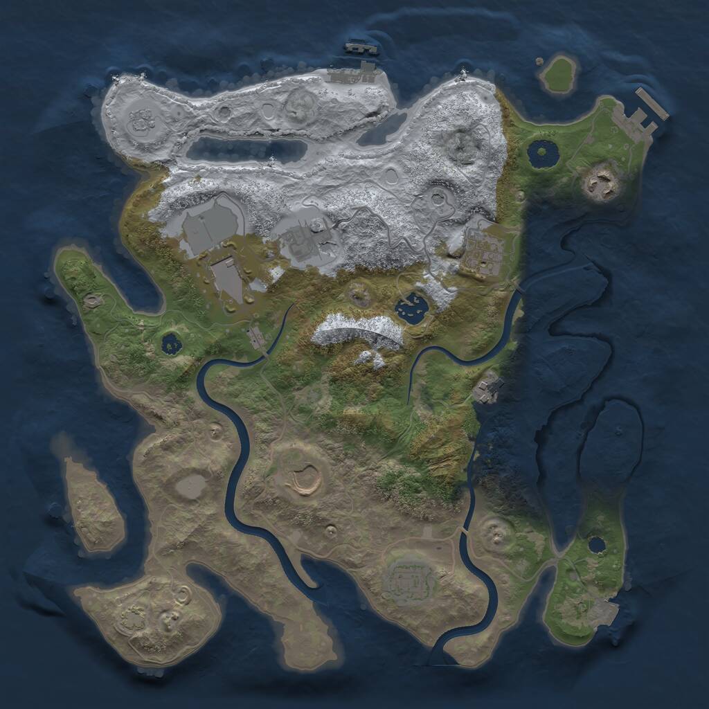 Rust Map: Procedural Map, Size: 3500, Seed: 1637541924, 14 Monuments