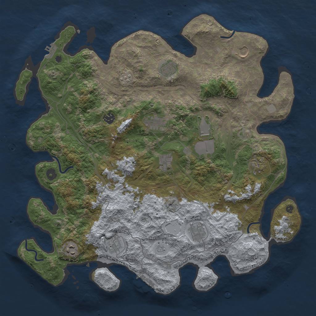 Rust Map: Procedural Map, Size: 4250, Seed: 1912766719, 20 Monuments