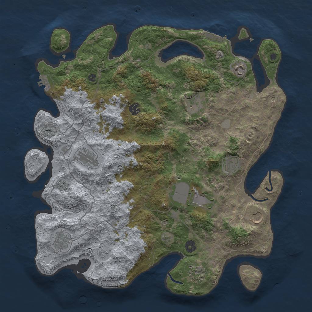 Rust Map: Procedural Map, Size: 4000, Seed: 54581207, 19 Monuments