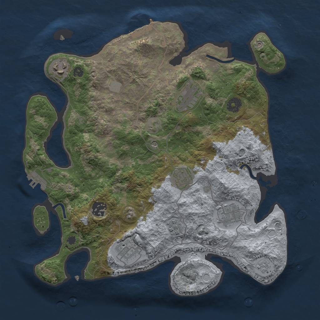 Rust Map: Procedural Map, Size: 3200, Seed: 1214086524, 16 Monuments