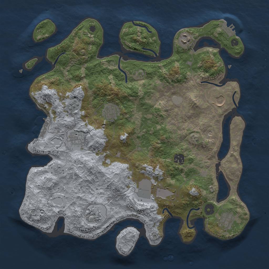 Rust Map: Procedural Map, Size: 3700, Seed: 293737882, 18 Monuments
