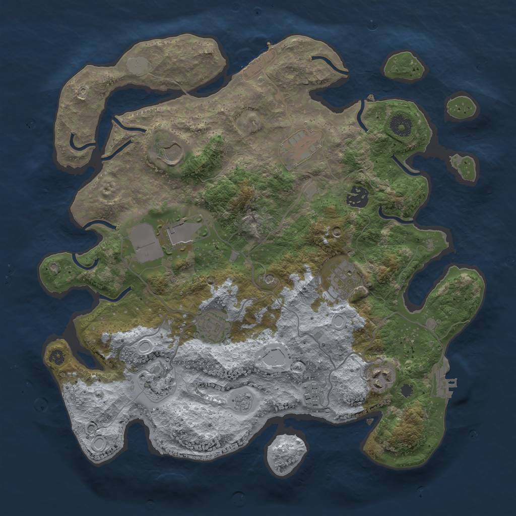 Rust Map: Procedural Map, Size: 3500, Seed: 685567094, 18 Monuments