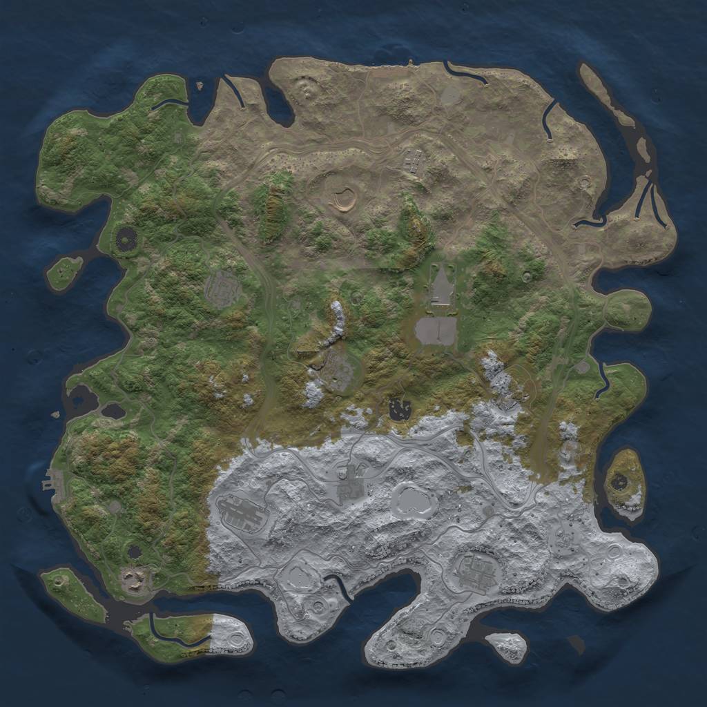 Rust Map: Procedural Map, Size: 4500, Seed: 72589, 20 Monuments