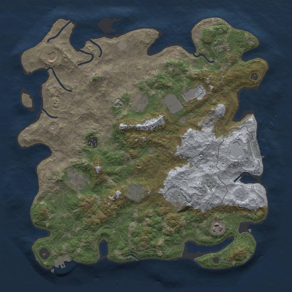 Rust Map: Procedural Map, Size: 4000, Seed: 19127, 19 Monuments