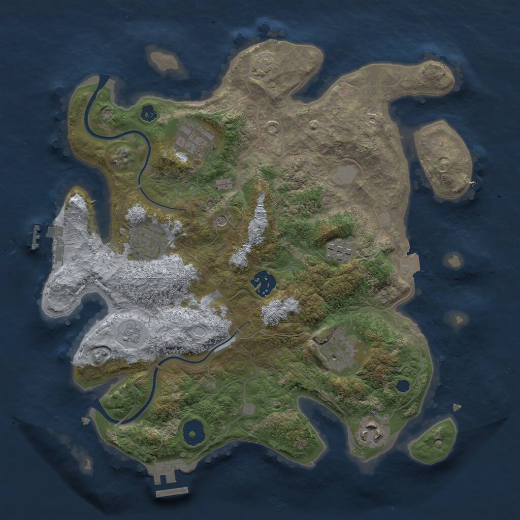 Rust Map: Procedural Map, Size: 3250, Seed: 1025049322, 12 Monuments