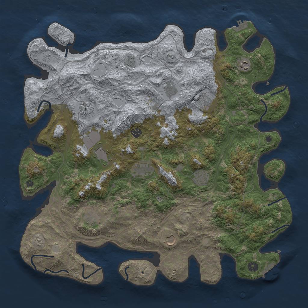 Rust Map: Procedural Map, Size: 4500, Seed: 796273514, 20 Monuments