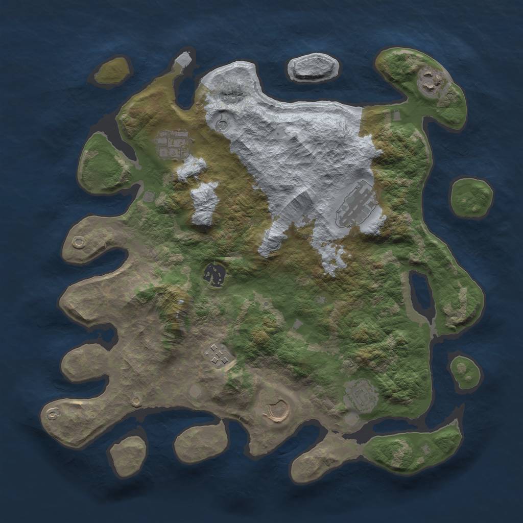Rust Map: Barren, Size: 3500, Seed: 68156, 10 Monuments