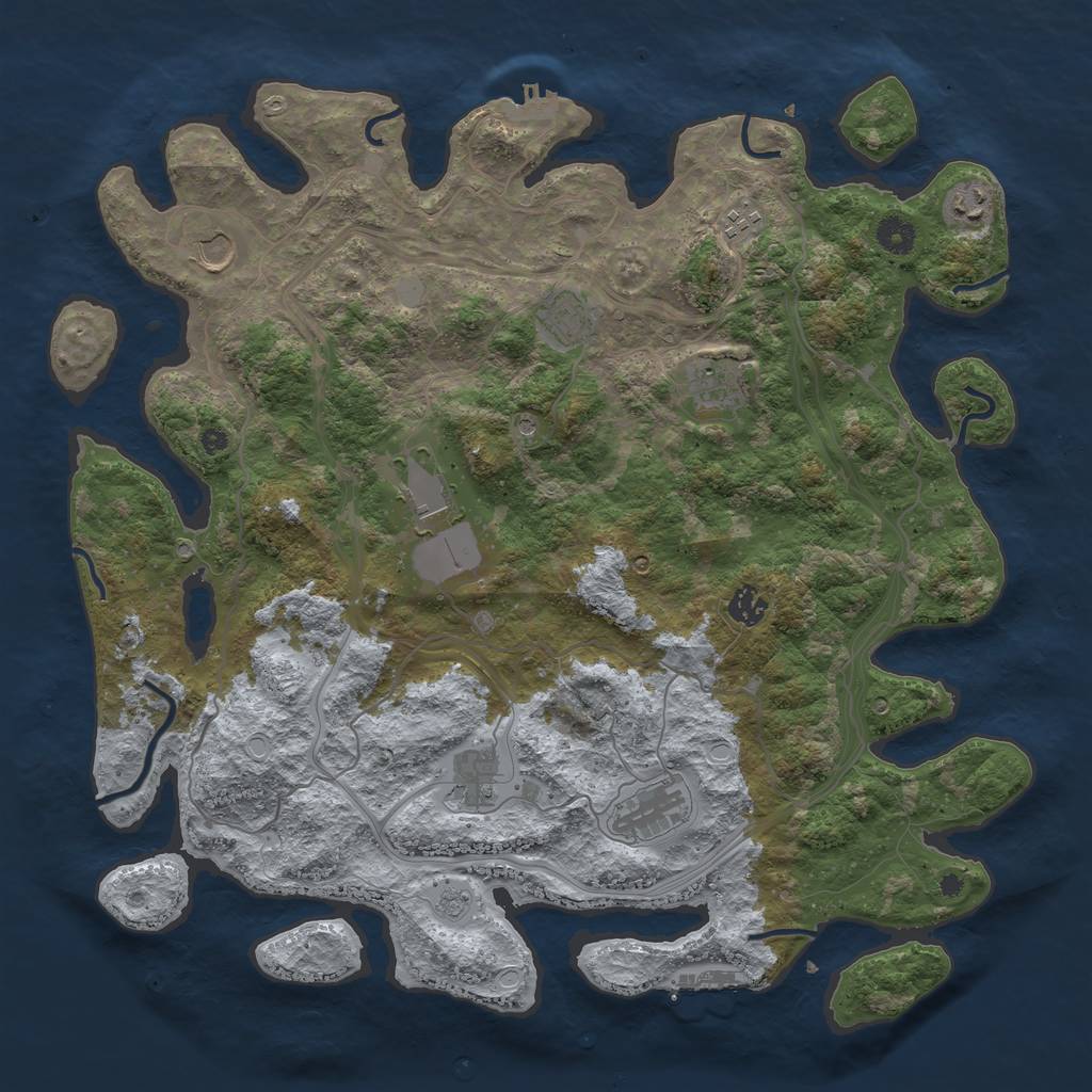 Rust Map: Procedural Map, Size: 4250, Seed: 1780800325, 18 Monuments