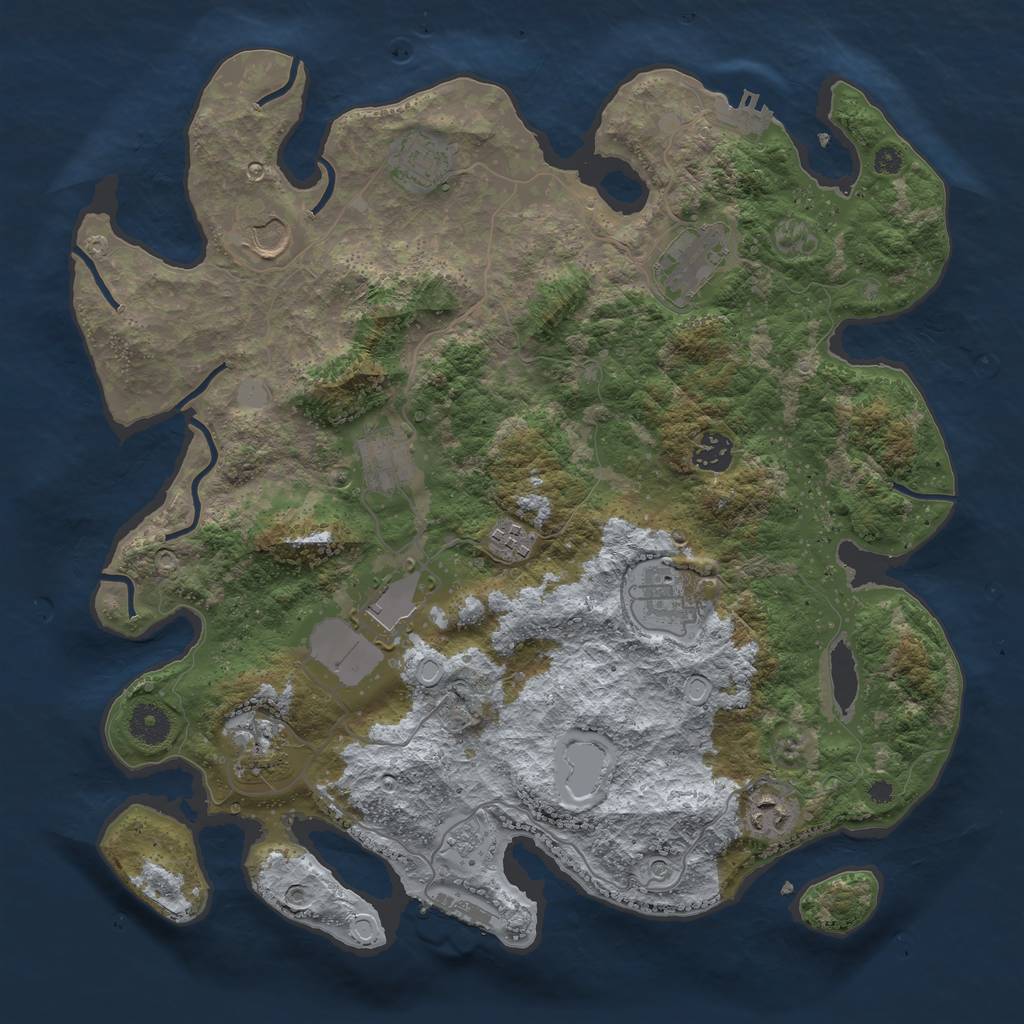 Rust Map: Procedural Map, Size: 3800, Seed: 61451, 19 Monuments