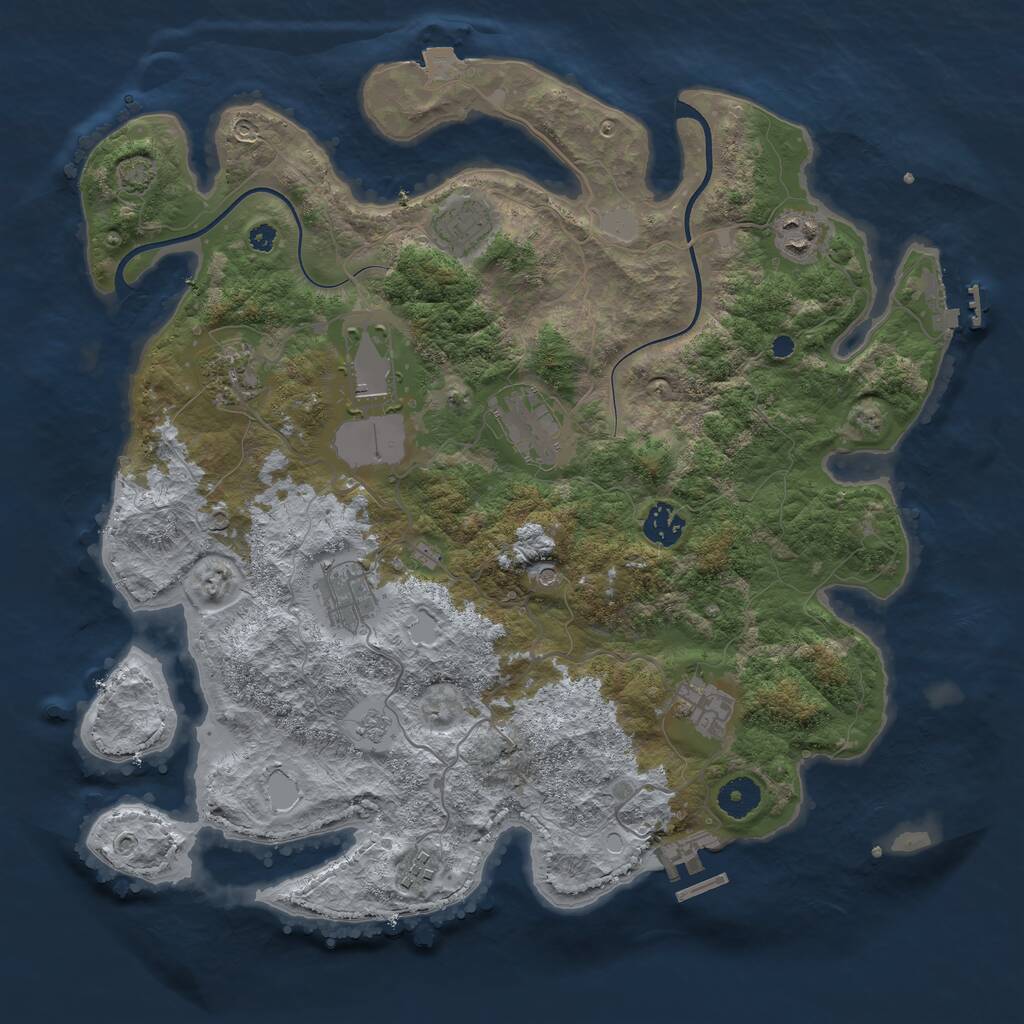 Rust Map: Procedural Map, Size: 3800, Seed: 1920331868, 15 Monuments