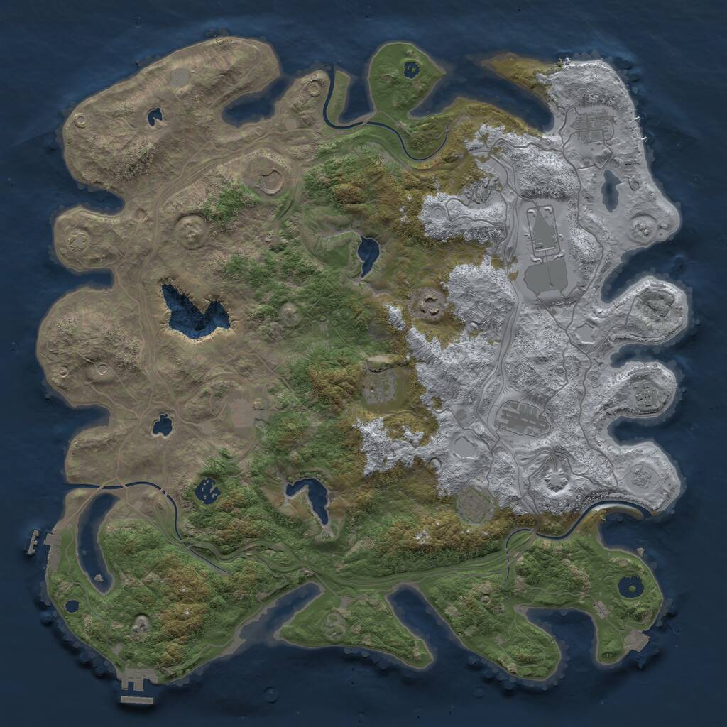 Rust Map: Procedural Map, Size: 4500, Seed: 1229457996, 17 Monuments