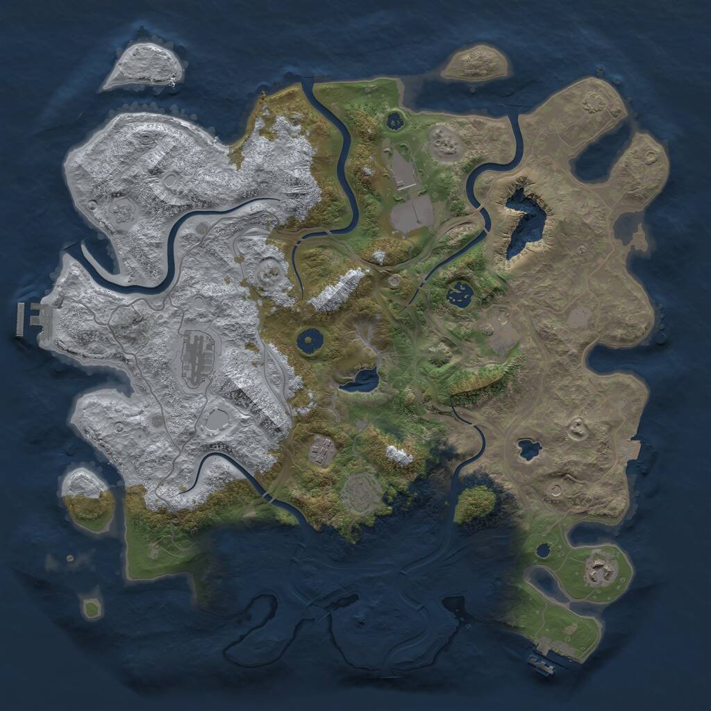 Rust Map: Procedural Map, Size: 4250, Seed: 25561, 13 Monuments