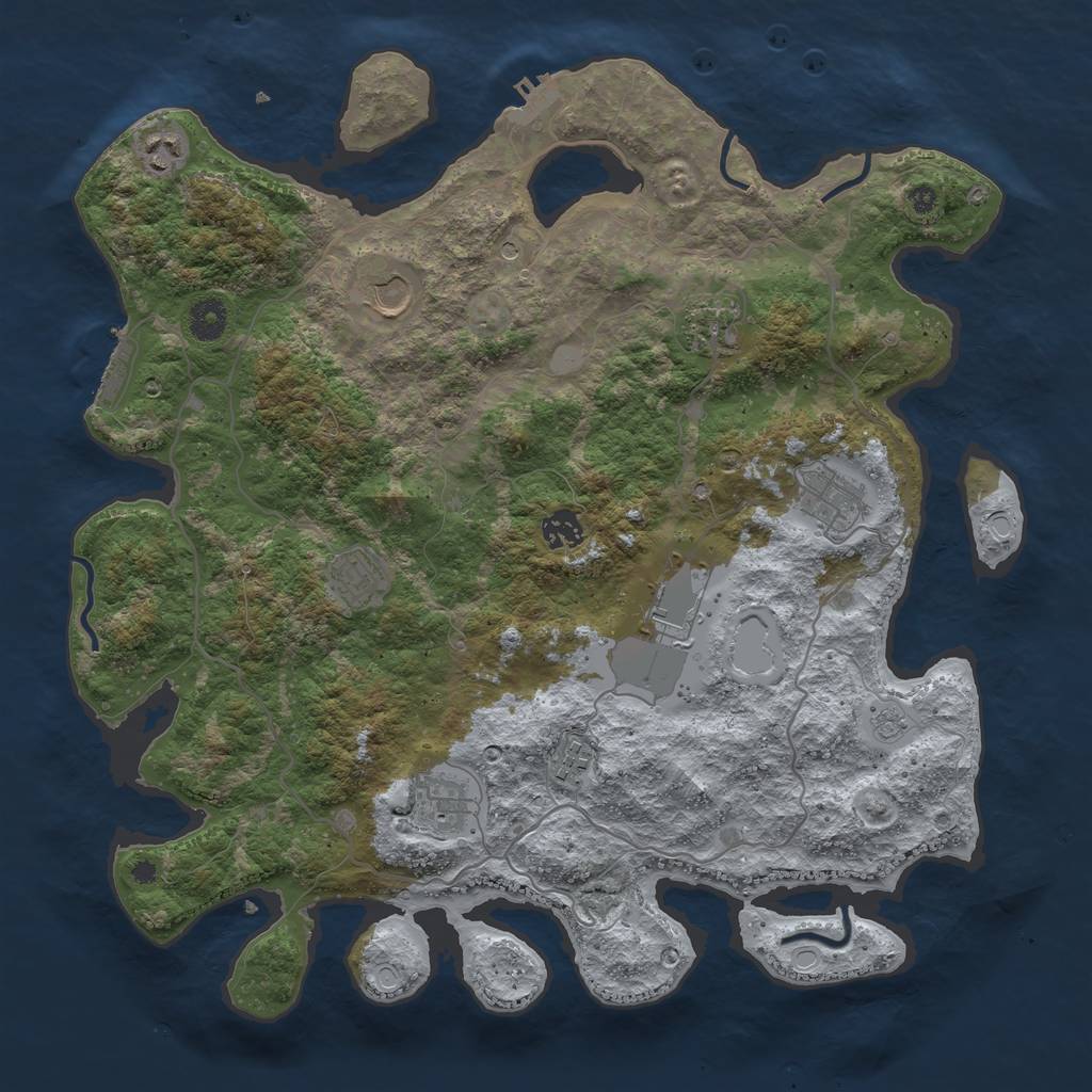 Rust Map: Procedural Map, Size: 4000, Seed: 55557343, 18 Monuments