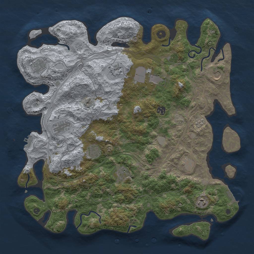 Rust Map: Procedural Map, Size: 4250, Seed: 1712239390, 20 Monuments