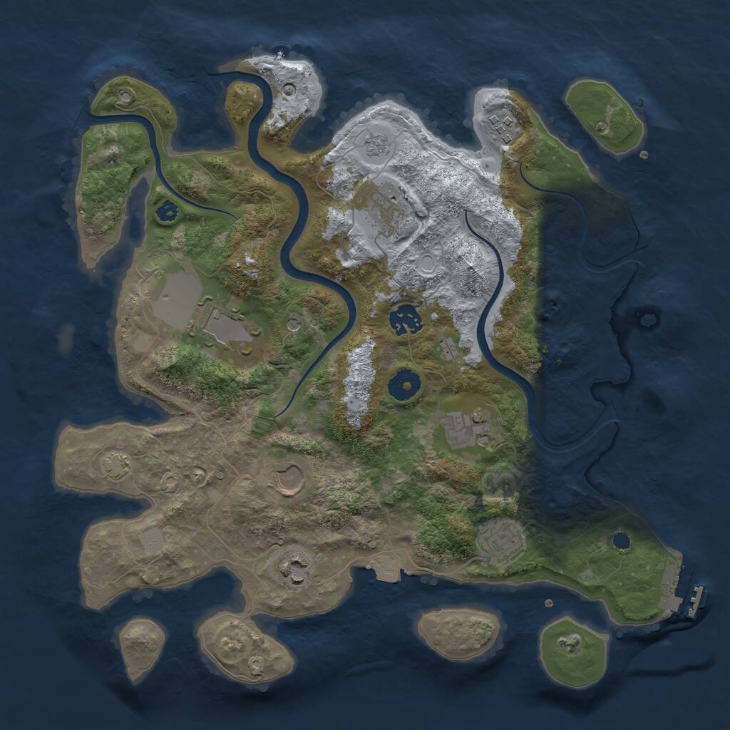 Rust Map: Procedural Map, Size: 3500, Seed: 30136, 13 Monuments