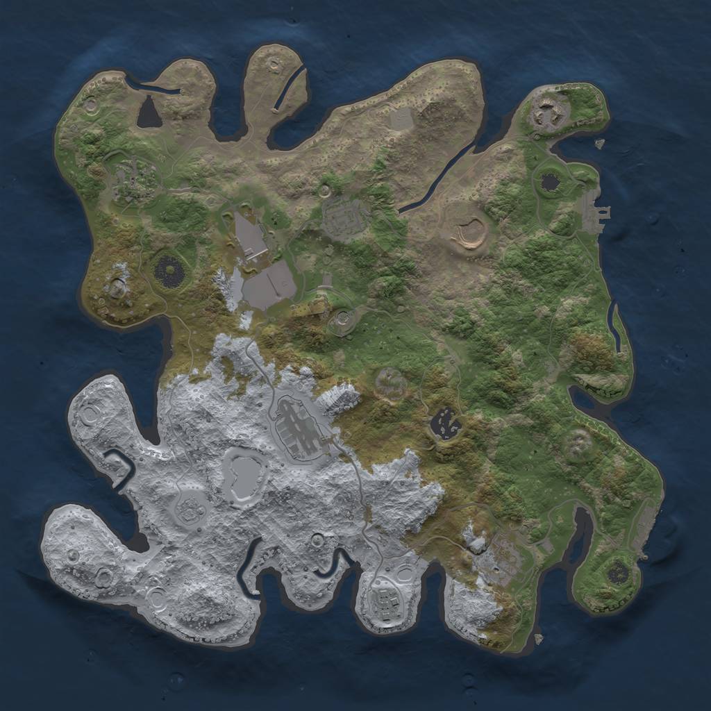 Rust Map: Procedural Map, Size: 3500, Seed: 896543559, 18 Monuments