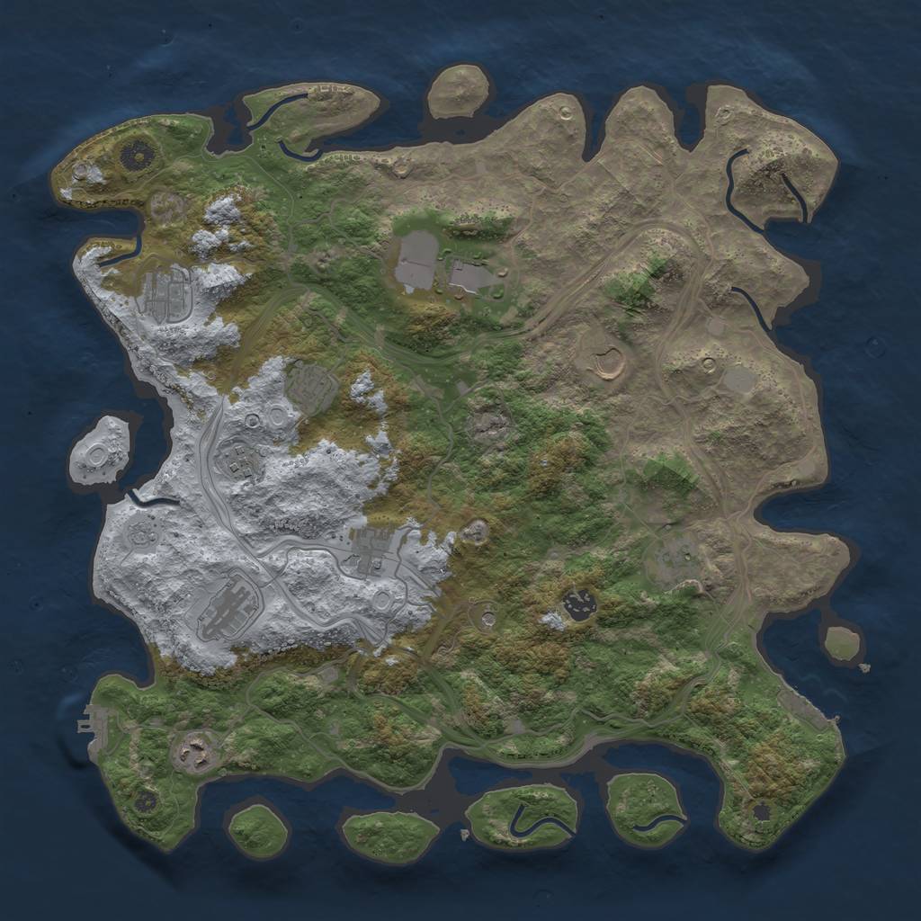 Rust Map: Procedural Map, Size: 4300, Seed: 418245002, 19 Monuments