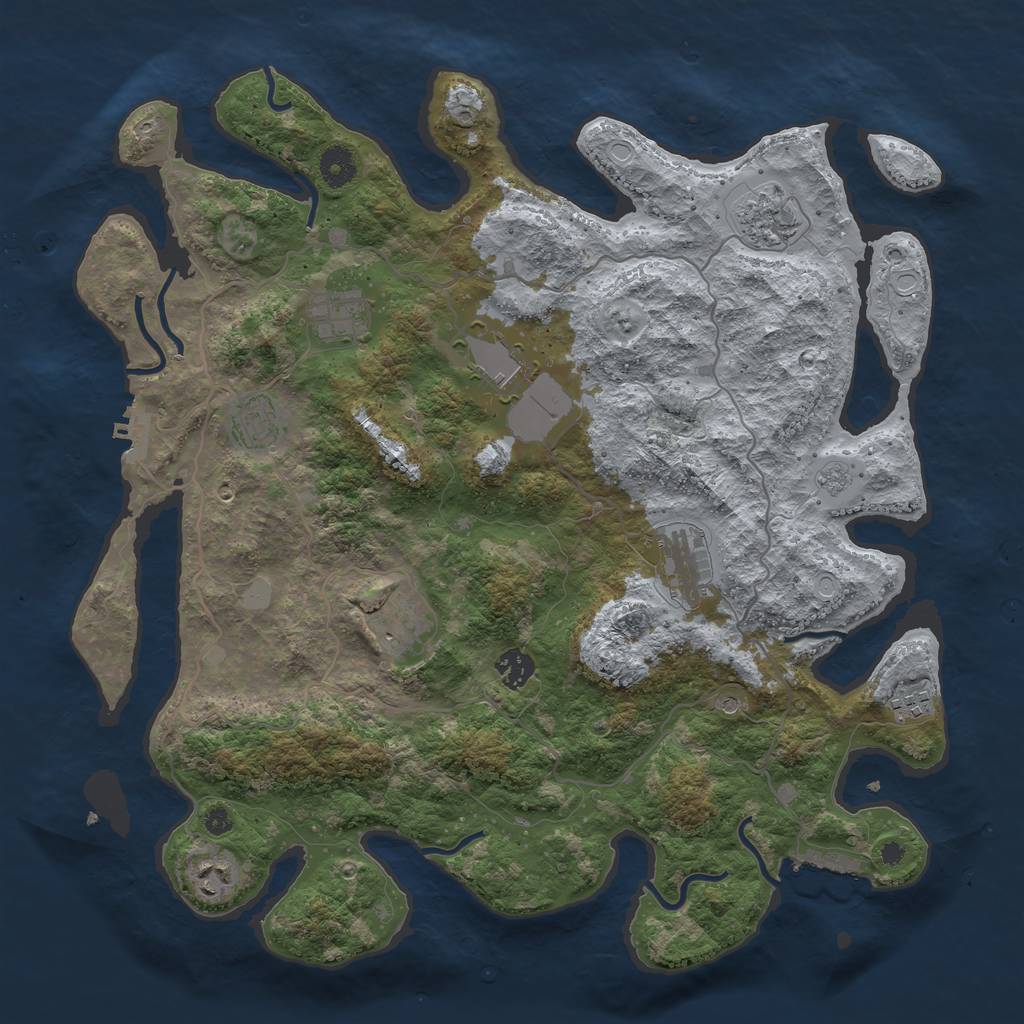 Rust Map: Procedural Map, Size: 4000, Seed: 6894, 18 Monuments