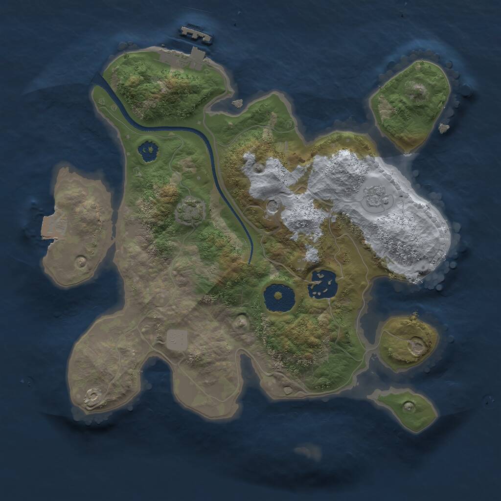 Rust Map: Procedural Map, Size: 2500, Seed: 384627746, 6 Monuments