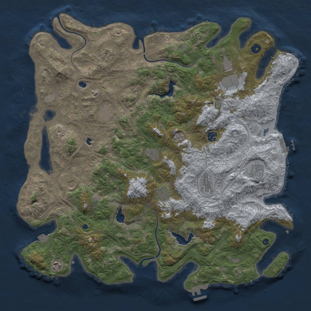 Rust Map: Procedural Map, Size: 4800, Seed: 1378890794, 17 Monuments