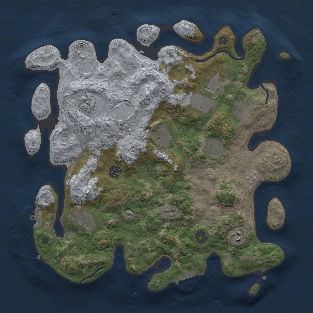 Rust Map: Procedural Map, Size: 3700, Seed: 5378113, 16 Monuments